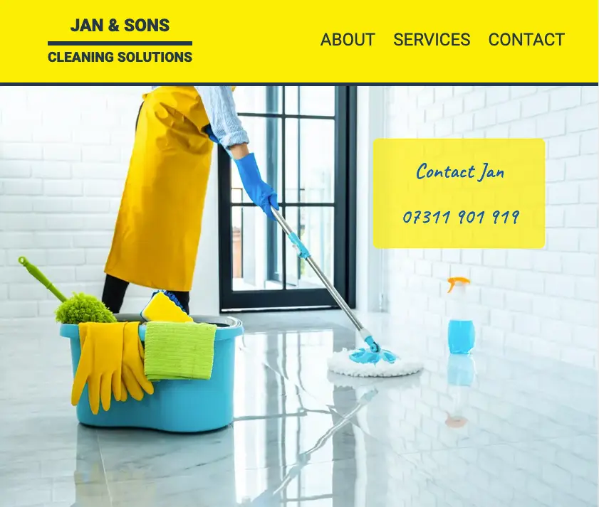 Jan and Sons Cleaning Solutions Website Home Page