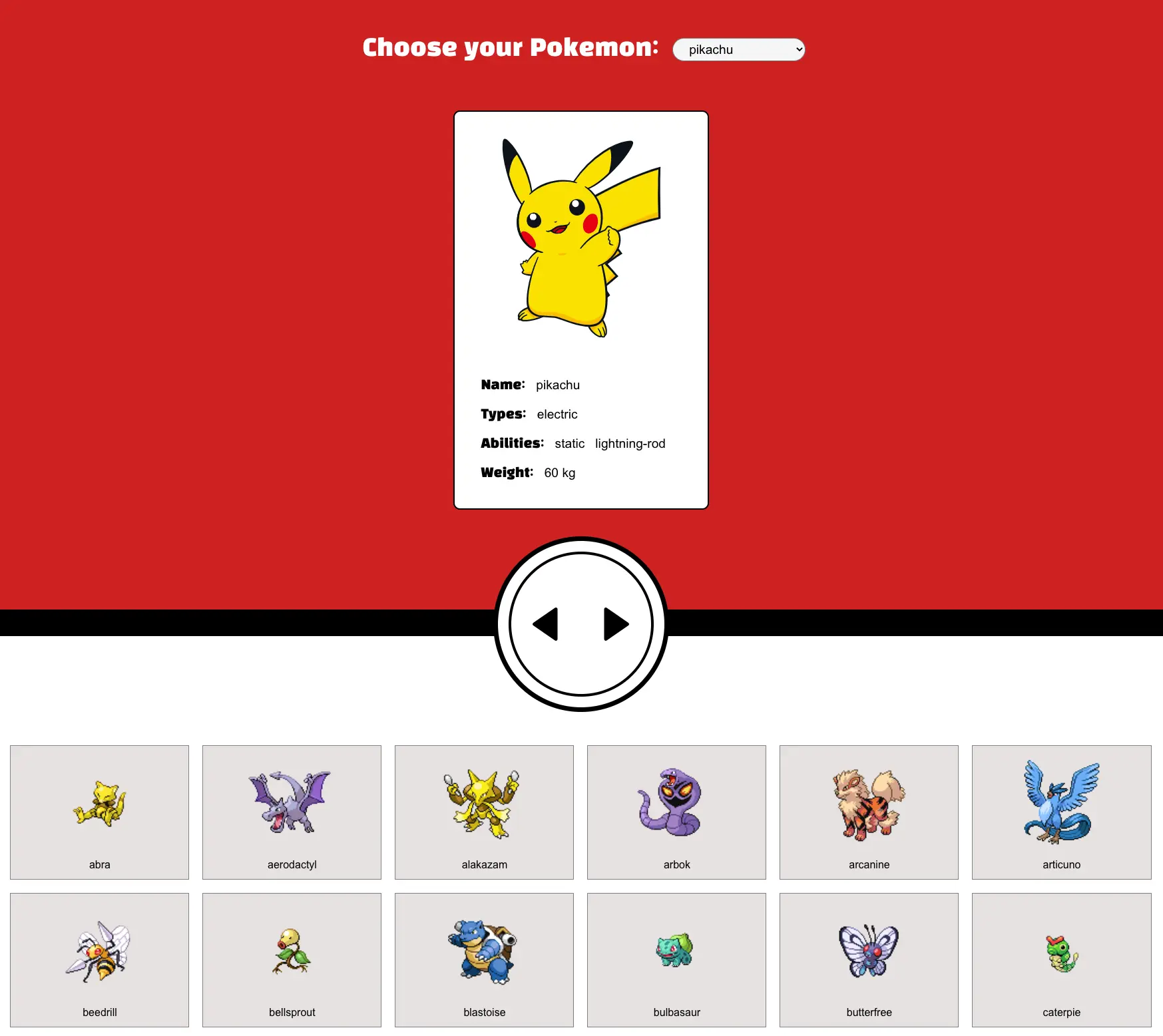 Single Page App where you can search for Pokemon